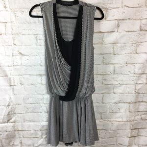Robert Rodriguez Black White Faux Wrap Dress Sm